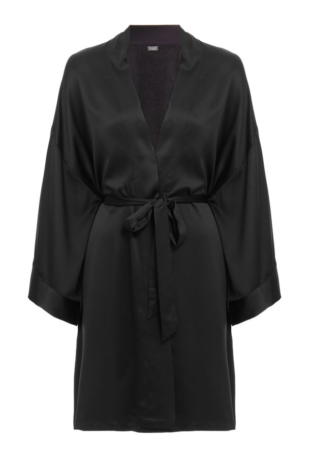 Robe Curto Manga Longa Cetim Bella Luna PRETO - Lingeries perfeitas para  você!